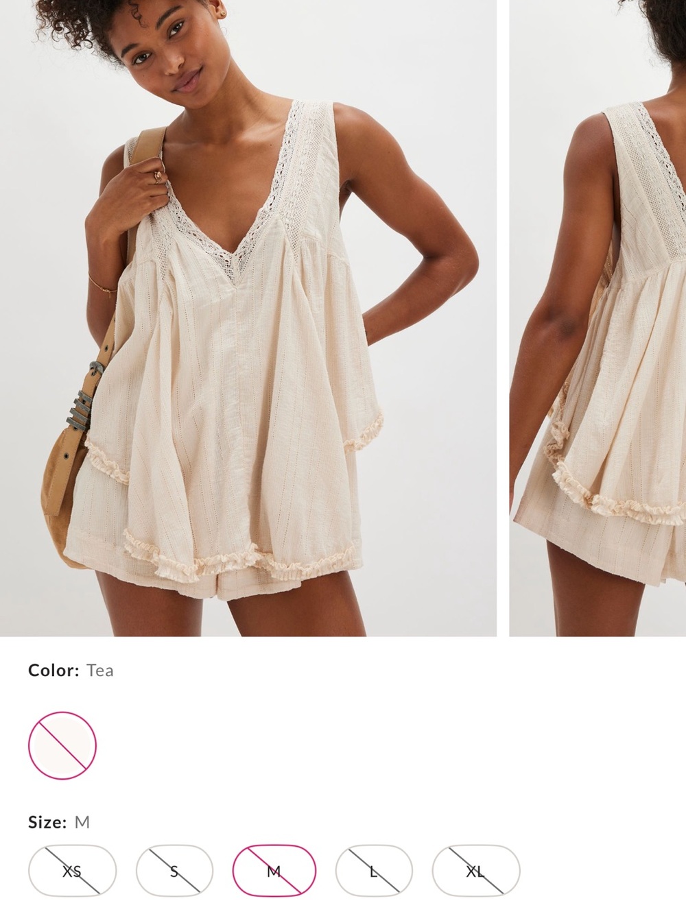 BMWT Free People Tea Colored Gauze V-Neck Swing Mini Dress